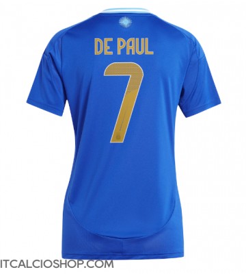 Argentina Rodrigo De Paul #7 Seconda Maglia Femmina Copa America 2024 Manica Corta